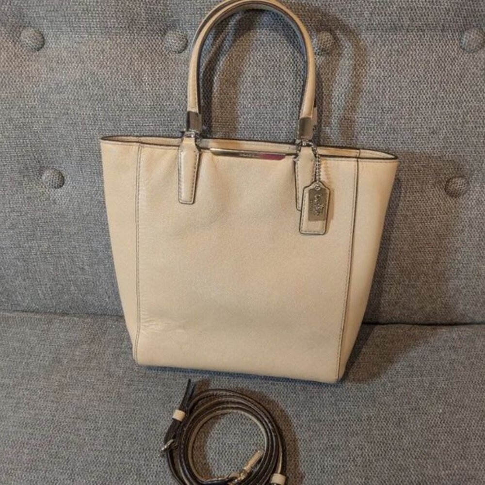 Coach Madison Mini Tote Saffiano Leather Tan Crossbody Satchel Handbag Purse Bag